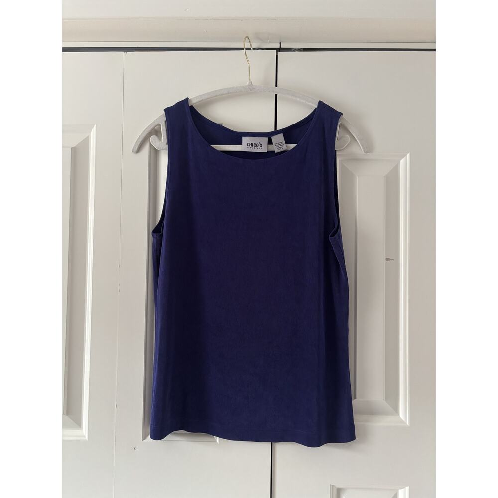 Chico's Travelers Navy Sleeveless Tank Top Size 1 - Picture 2 of 6